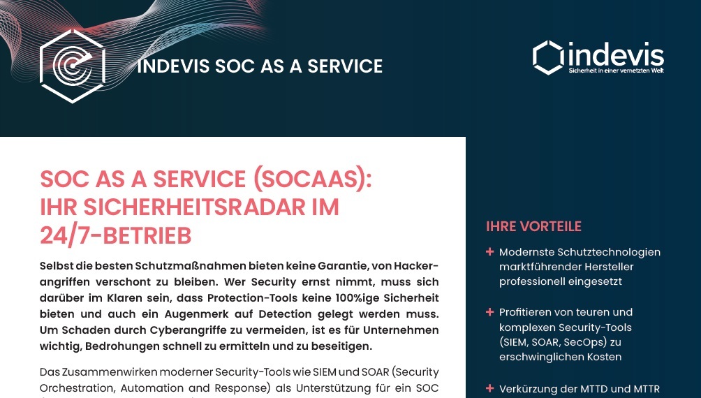 Datenblatt: indevis SOC as a Service Datenblatt: indevis SOC as a Service