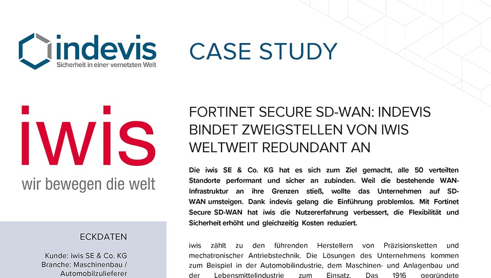 Case Study: indevis bindet Zweigstellen von iwis mit Fortinet Secure SD-WAN an