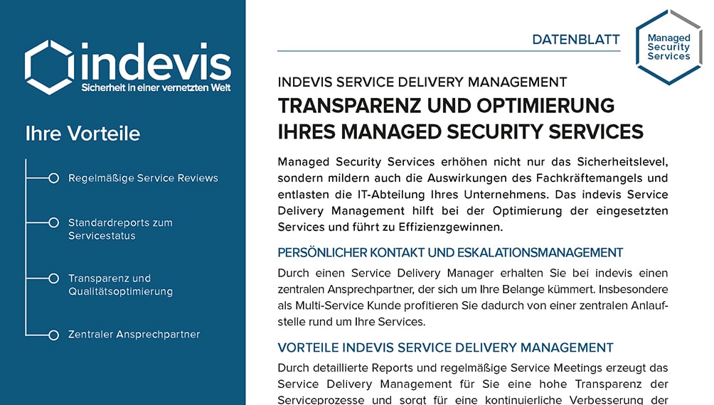 Datenblatt: indevis Service Delivery Management