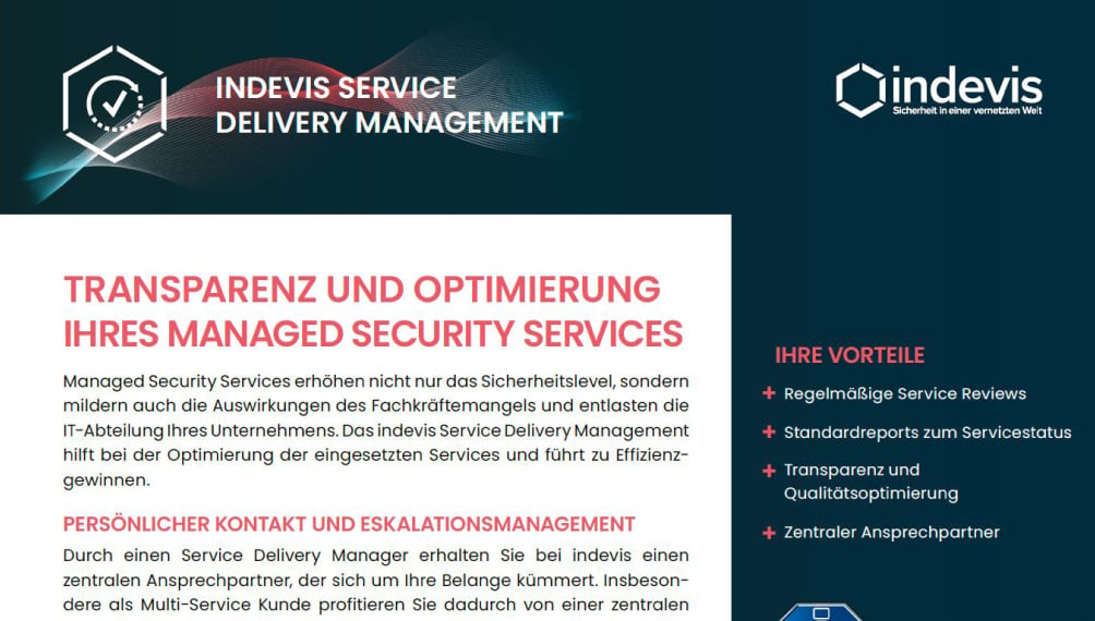 Datenblatt: indevis Service Delivery Management