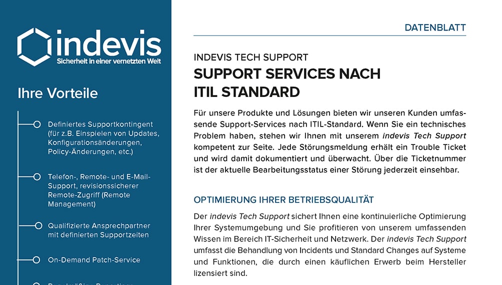 Datenblatt: indevis Tech Support
